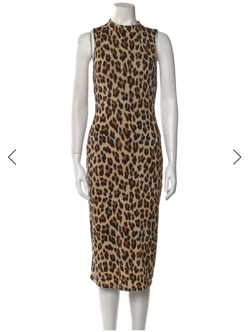 Alice + Olivia Leopard Print Sleeveless Midi Dress in Tan and Black